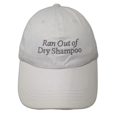 Quake City Caps Ran Out of Dry Shampoo Beige Gray OS Slideback Baseball Cap Hat