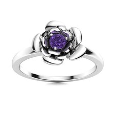 Amethyst Gemstone 925 Sterling Silver Prong Solitaire Unique Ring Jewelry