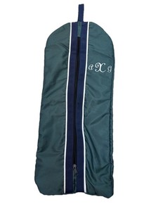 Dover Saddlery 2 Fleece Lined Bridle Bags Zipper in Hunter Green / Navy