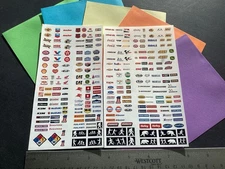 RC 1/12 To 1/14 Scale White Vinyl Race Sponsor Logo Decal 2 Sheets Tamiya 💦 ✂️