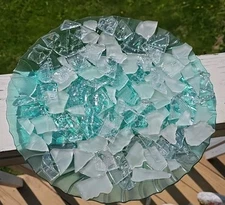 Vintage Broken Icy Clear Frosted EAPG Glass Plates Mosaic Pieces Tiles Variety