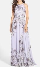 Eliza J Purple Chiffon Halter Maxi Dress Size 2