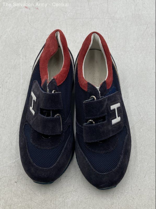 Hogan Boys Blue White Suede Hook And Loop Sneaker Shoes Size EU 29 Youth