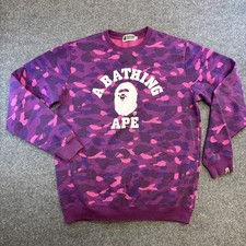 BAPE A Bathing Ape Purple Color Camo College Purple Pink Crewneck XXL
