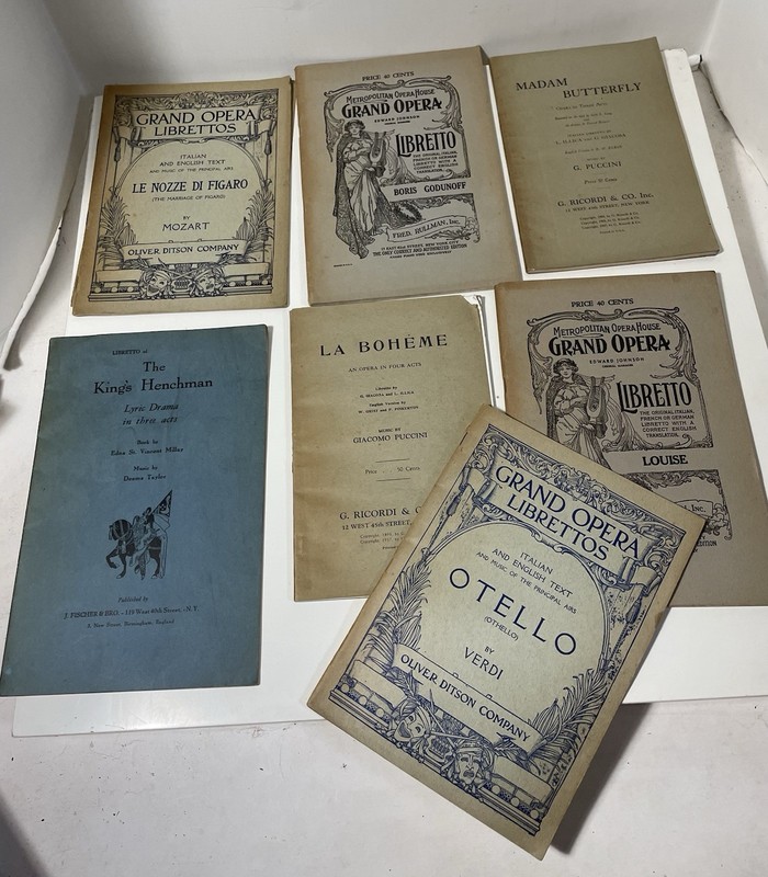 Lot Of 7 Antique Opera House Booklets: Grand Opera Librettos Metropolitan Opera