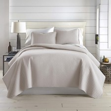 King Quilt Bedding Set Lightweight Quilted Coverlet Natural Beige Southshore