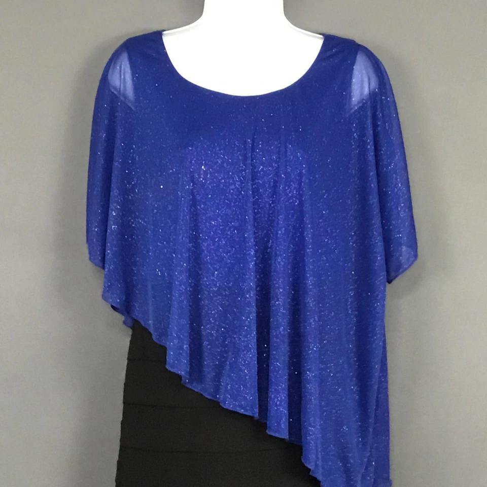 Vestido Lux II para mujer 8 azul negro asimétrico superposición cóctel brillante funda Foto 3 de 4