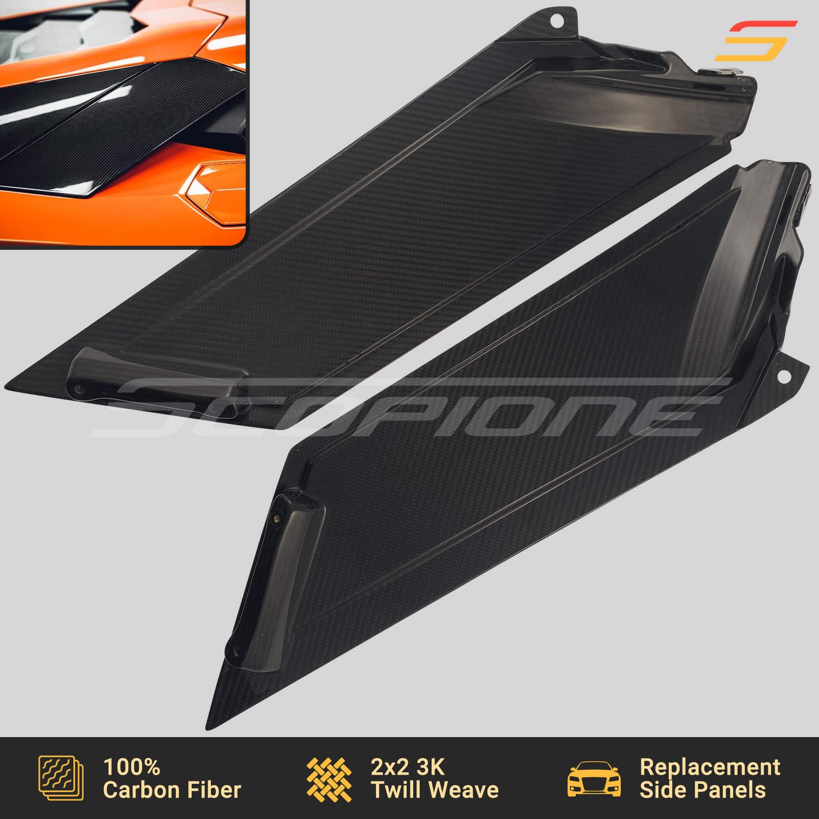 Scopione Carbon Side Air Intake Panels for Lamborghini 12-17 Aventador LP700-4