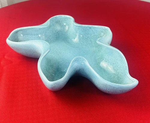 1950s MCM Red Wing pottery 1407 atomic abstract console dish Blue