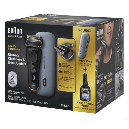 Braun Series 9 Sport + Electric Shaver with Clean and Charge Station & Powercase