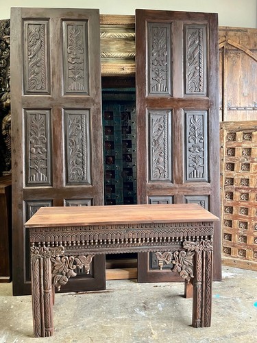 Eclectic Table Ornate Carved Console Table TV Stand Wood Entryway Decor 48x36