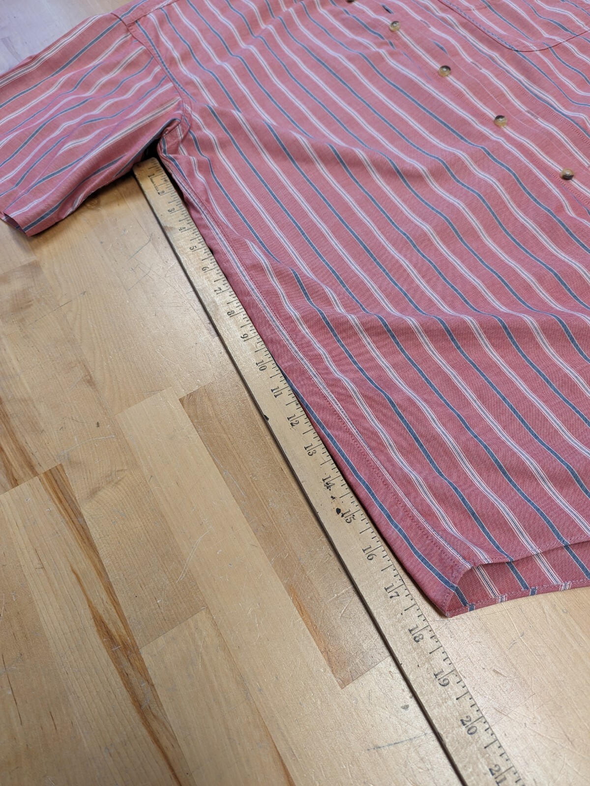 LL Bean Shirt Mens Large Red White Blue 100 Cotton Button Up Short