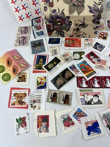 Mixed Lot of 130 U.S. Postage Stamps, 1980’s 1990’s 2000’s + Keepsake Box - Picture 6 of 15