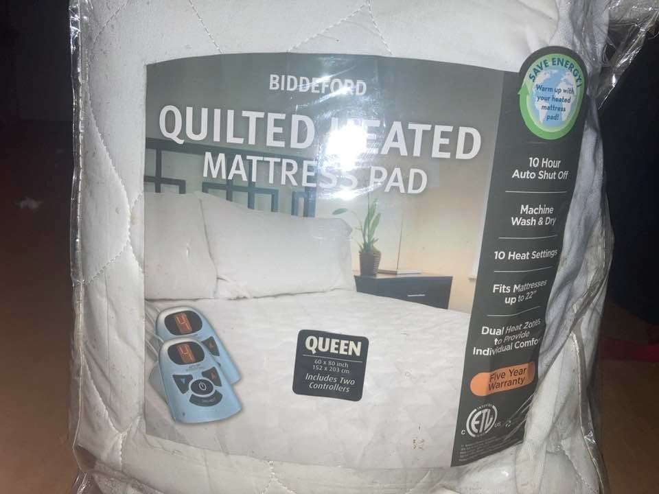 Biddeford Quilted Heated Mattress Pad Size QUEEN eBay