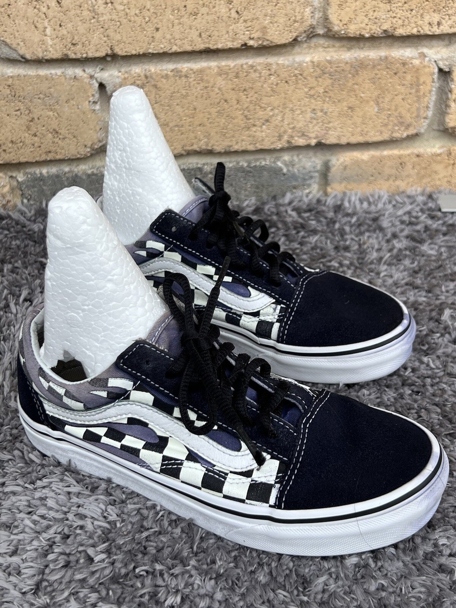 Vans Checker flame old Skool Skate Shoes Mens 4-5 Youth Kids