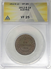 1812-B Austria 1 Kreutzer ANACS VF 25 