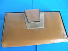 ROLFS Genuine Leather Womens Clutch Wallet 2tone tan Cowhide VTG old stok New L9