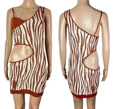Retrofete Dimi Zebra Print Sexy Bodycon Party Cut Out Mini Dress Size Medium
