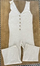 Women’s Mango Sweater Jumpsuit Natural Tan Sz Medium 