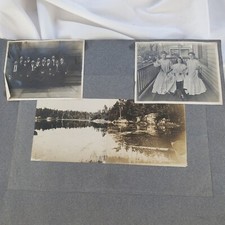 Antique Photos Set Of 4 Panoramic Water Nature People Tralinders Academy Donkey