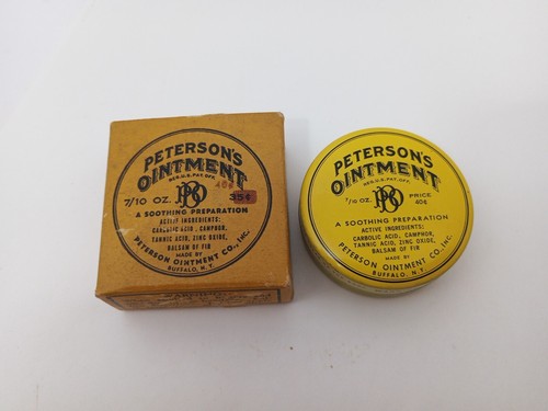 Vintage PETERSONS OINTMENT Medical Sauve Advertising Tin Buffalo NY With Box - Picture 4 of 10