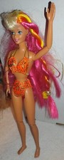 Vintage 1996 HULA HAIR Barbie Mattel Doll Pink Hair Bikini Damage READ