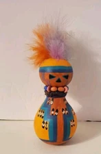 Vintage Native American Art Gourd Hand Painted By LP