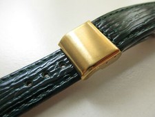 Forest Green shark print 20 MM leather watch band strap - deployment clasp G