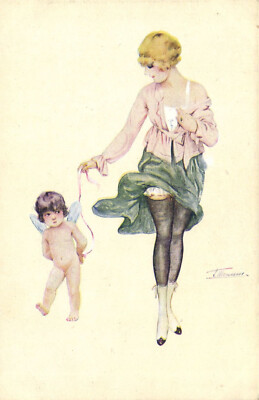 PC ARTIST SIGNED, MEUNIER, RISQUE, SEMAINE DE CUPIDON, Vintage Postcard (b50640)