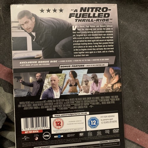 Fast & Furious 7 (DVD, 2015)2disc Bonus (b84/9)ukimport Free Postage - Picture 2 of 2