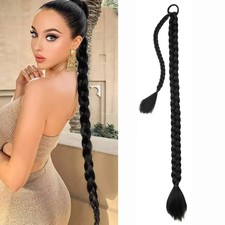 Synthetic Long Ponytail Hair Extensions Braided Ponytail With Rubber Band Hair