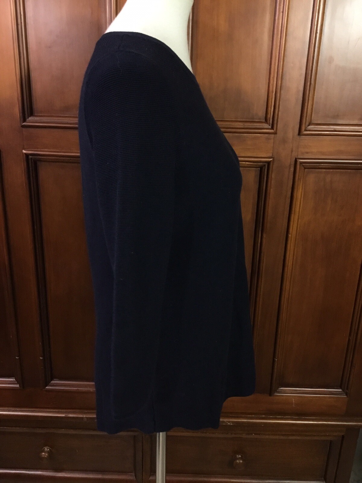 talbots solid navy buttons down left arm silver a… - image 7