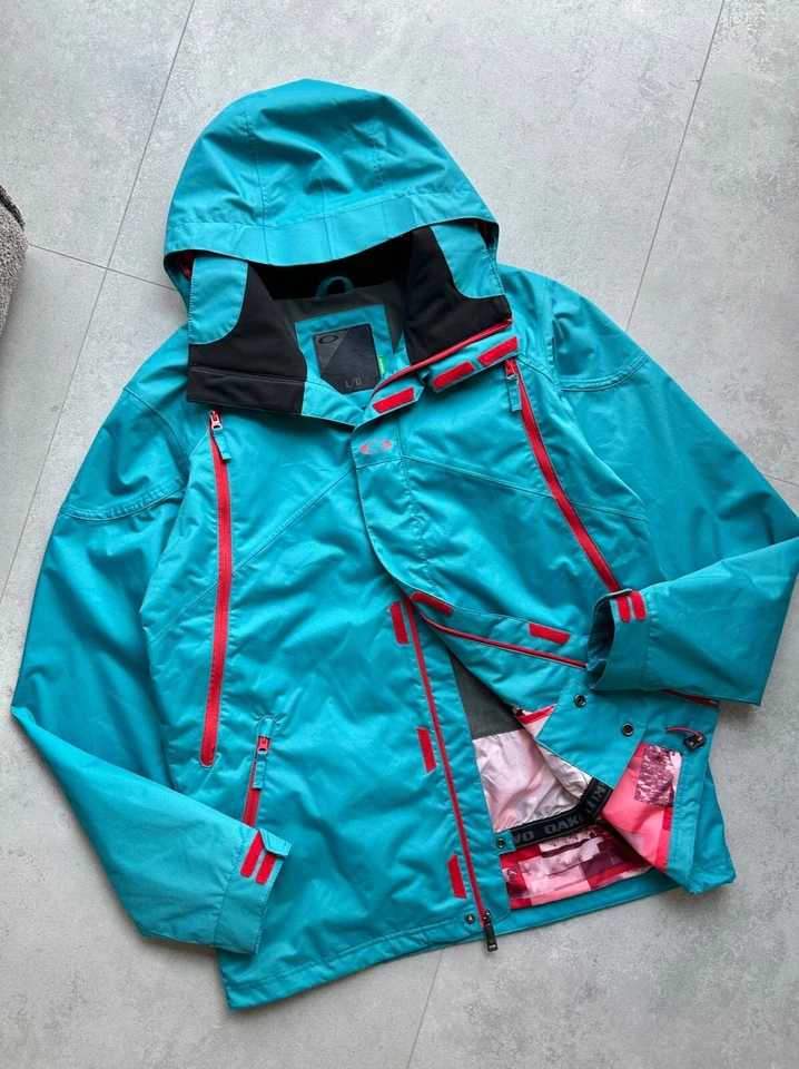 Men's OAKLEY Goods Ski Snowboard Jacket Hooded RARE Size L Blue - Image 2 of 4