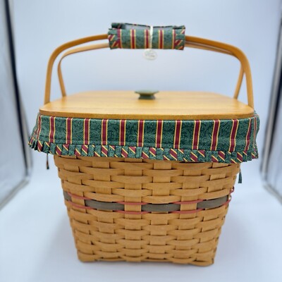 Longaberger 1995 Holiday Hostess Evergreen Basket Set Lid Christmas 9th Edition