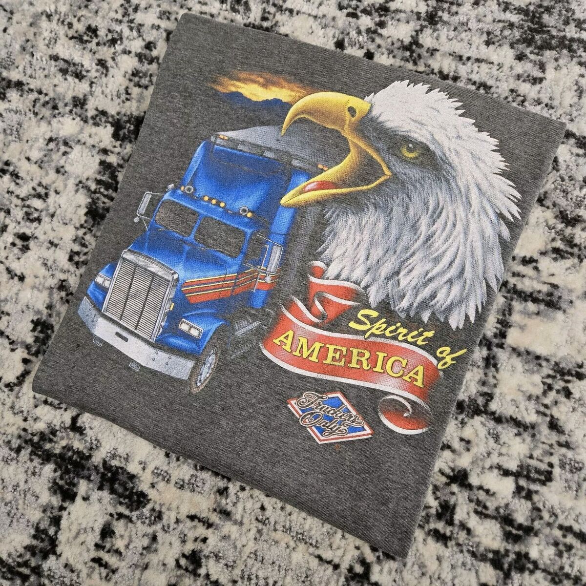 Vtg 80s 3D Emblem Truckers Only T-Shirt Spirit of America Vtg 80s 3D Emblem Truckers Only T-Shirt Spirit of America