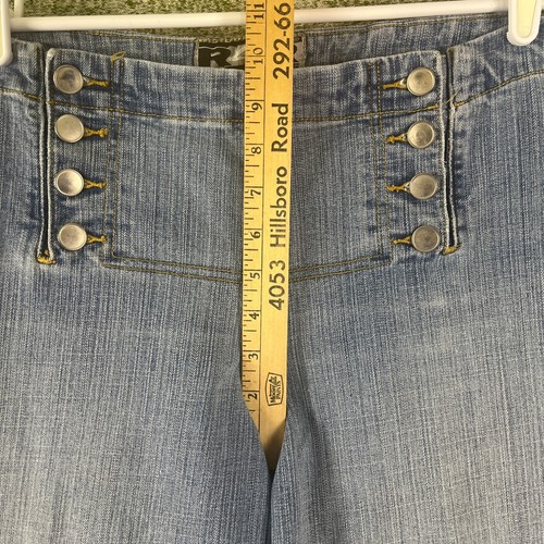 R4R Jeans Rave Y2K Jeans Damen 15 Capri Blau Freizeit Matrosen Knopf - Bild 5 von 8