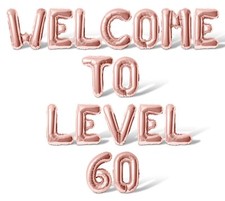 WELCOME TO LEVEL 60 Letter Balloon Banner - 60th Birthday Party Decorations