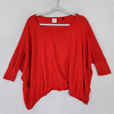 Cabi Sweater Womens Medium Red Cartwheel Dolman Sleeve Oversized  Lightweight