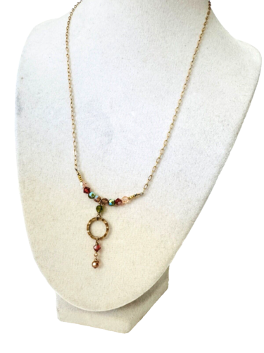 Stunning HOLLY YASHI Gold Filled Colorful Beads Circle Pendant Necklace 18.25” - Picture 3 of 7