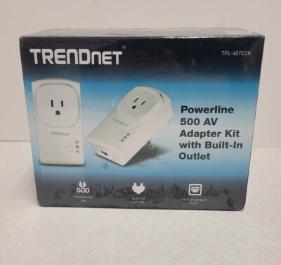 NEW TRENDnet TPL-407E2K 500 AV Compact Powerline Adapter Kit /w Pass Through - 2