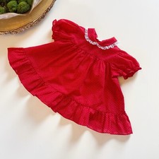 Vintage Red Polkadot Swiss Dot Dress Size 12-18m