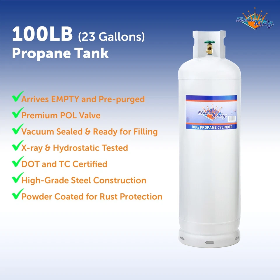 100 LB Pound Steel Propane Tank LPG Refillable Cylinder with POL Valve NEW - Image 2 of 4