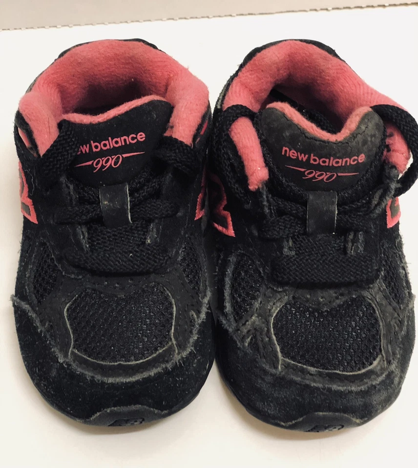 New Balance KJ990 Infantil Talla 3 NEGRO/ROSA Zapatillas con Cordones Zapatos Foto 3 de 4