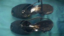 Vintage 40's 50's Saks Fifth Avenue Fenton Black Velvet Peep Toe Heels Size 4.5C
