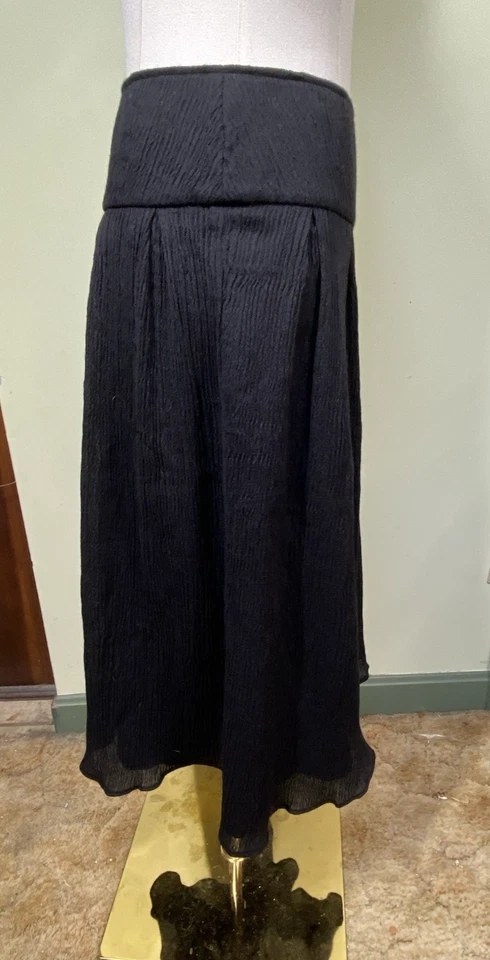 Falda Midi Bloomingdales Talla 12 Negra Texturizada Mezcla Lana Romántica Bruja Gótica Foto 3 de 4