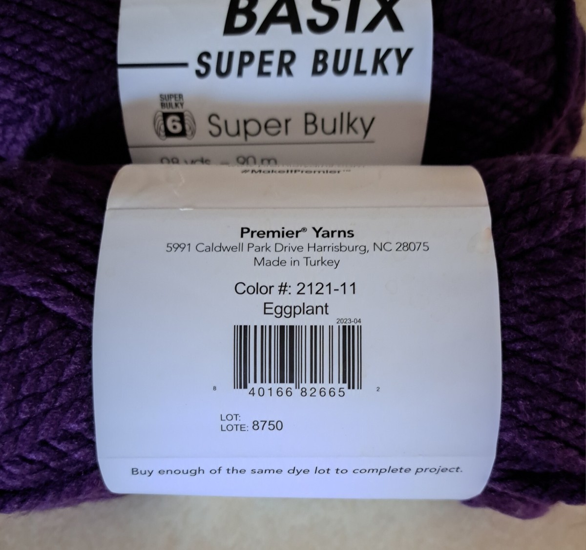 Premier Yarns Basix – Eggplant Color, 100% Acrylic, 7 Oz/200g, 359 Yards, Medium Weight #4 Yarn - View #9