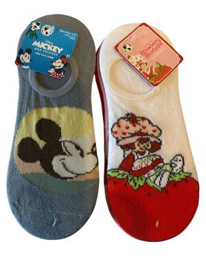 Disney Mickey & Strawberry Short Women's Stay Put Liner Socks, 3-Pack 4-10