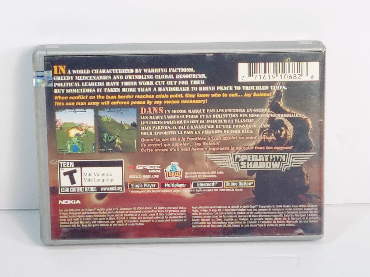 Operation Shadow Nokia N-Gage- Torus Games RARE Case And Manual.