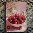 Vintage Cherry Floral Metal Wall Art Rustic Metal Plaque for Living Room Decor