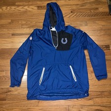 Indianapolis Colts Youth Large Pullover Jacket Blue NFL Hooded Windbreaker